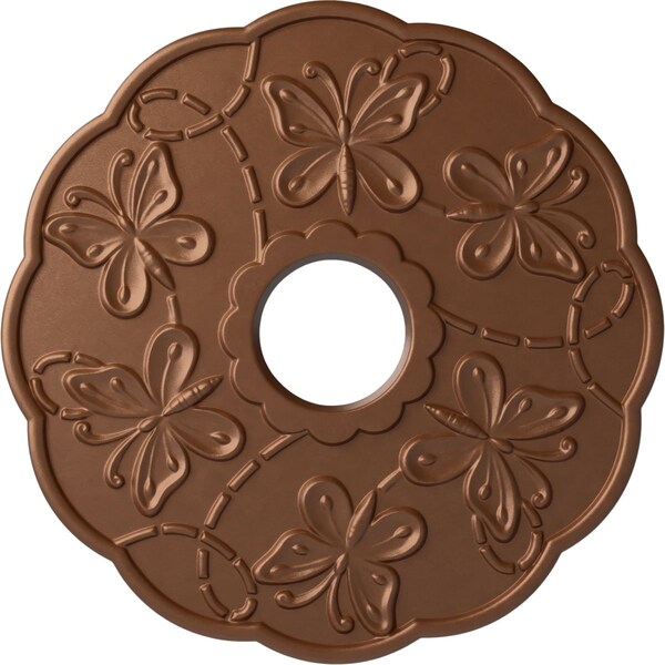 Ekena Millwork Terrones Butterfly Medallion (Canopies up to 3 7/8"), 17 7/8"OD x 3 7/8"ID x 1"P, Polished Copper CM17TSPOS - main